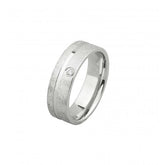 9ct White Gold Wedding Band with Diamond Stone